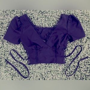 Black Lace Backless Crop Top